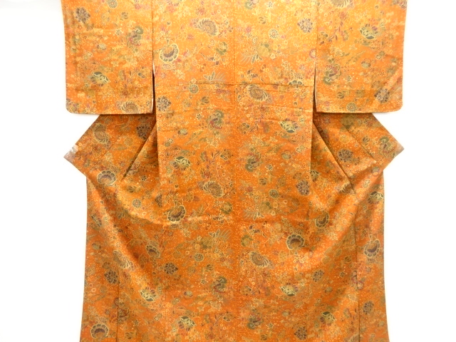JAPANESE KIMONO / KOMON / CHIRIMEN / FLORAL SARASA
